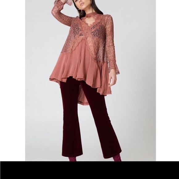 🤩HOST PICK! 🤩 NWT FREE PEOPLE DUSTY MAUVE TELLTALE LACE DRESS SMALL 💥💥💥💥💥 - Picture 4 of 14